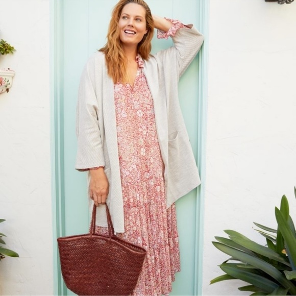 DONNI. Ribbed Sweater Coat in Gray Long Sleeve Open Cardigan Size 0-16 - Picture 4 of 8